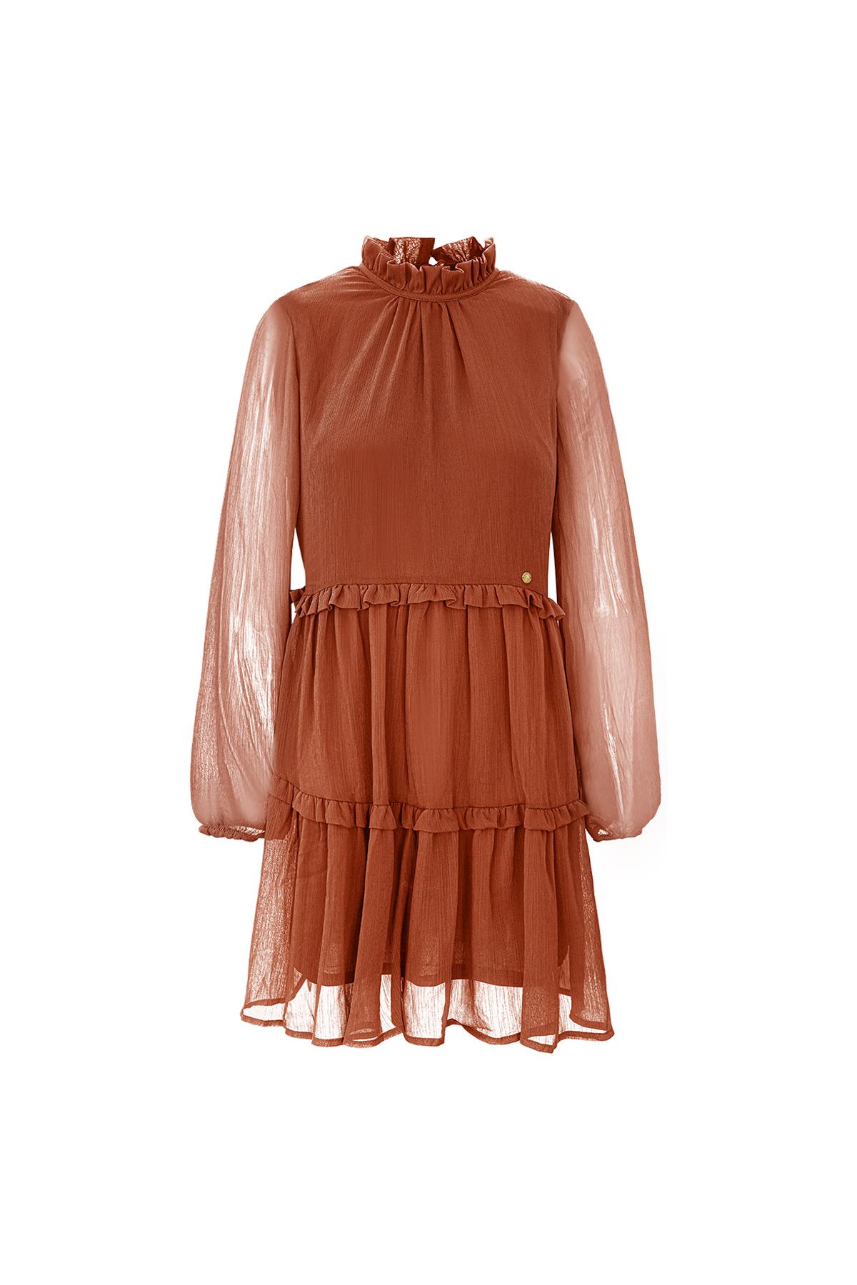 Abito in chiffon con volant Brown XS