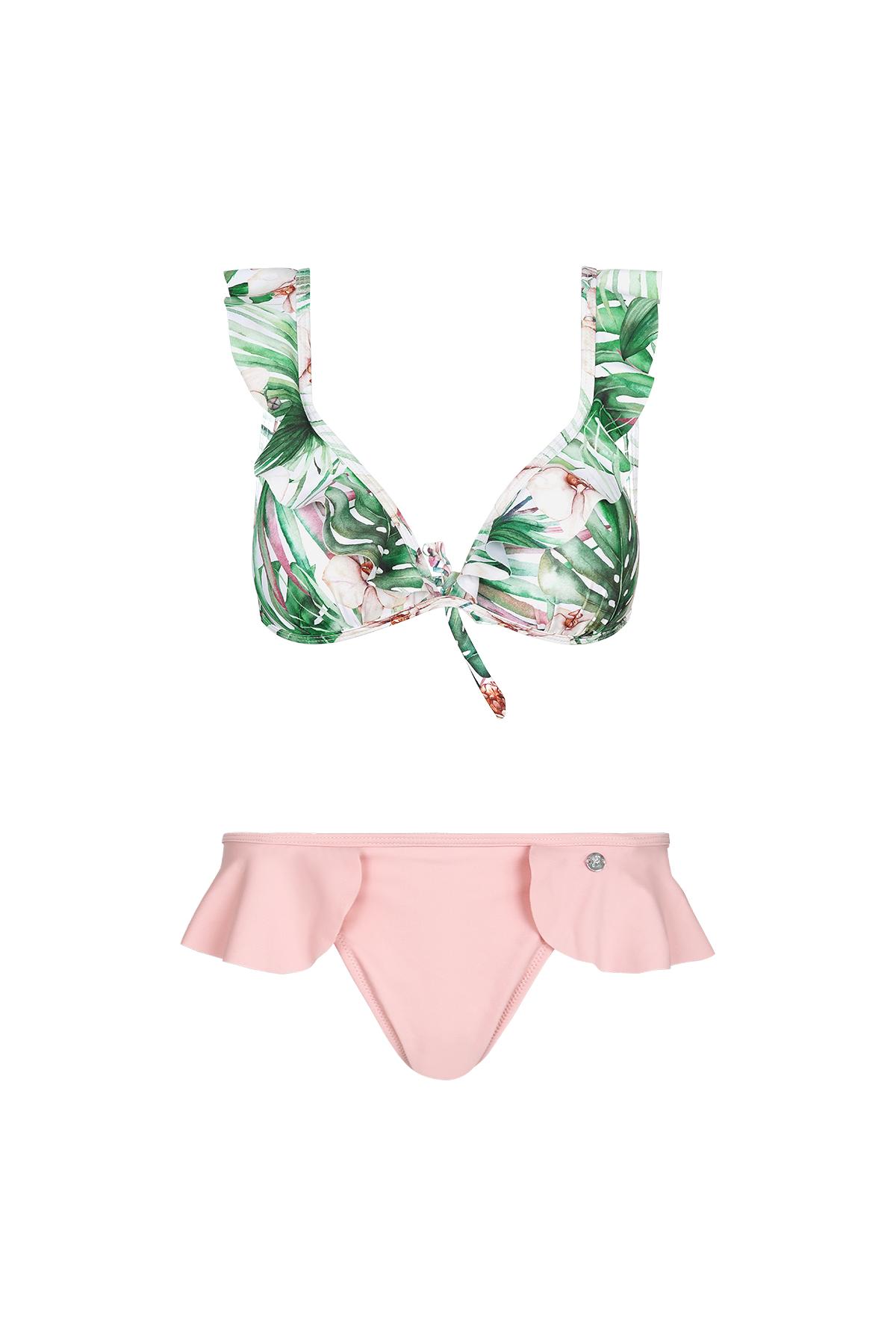 Floral bikini with ruffles Pink S h5 