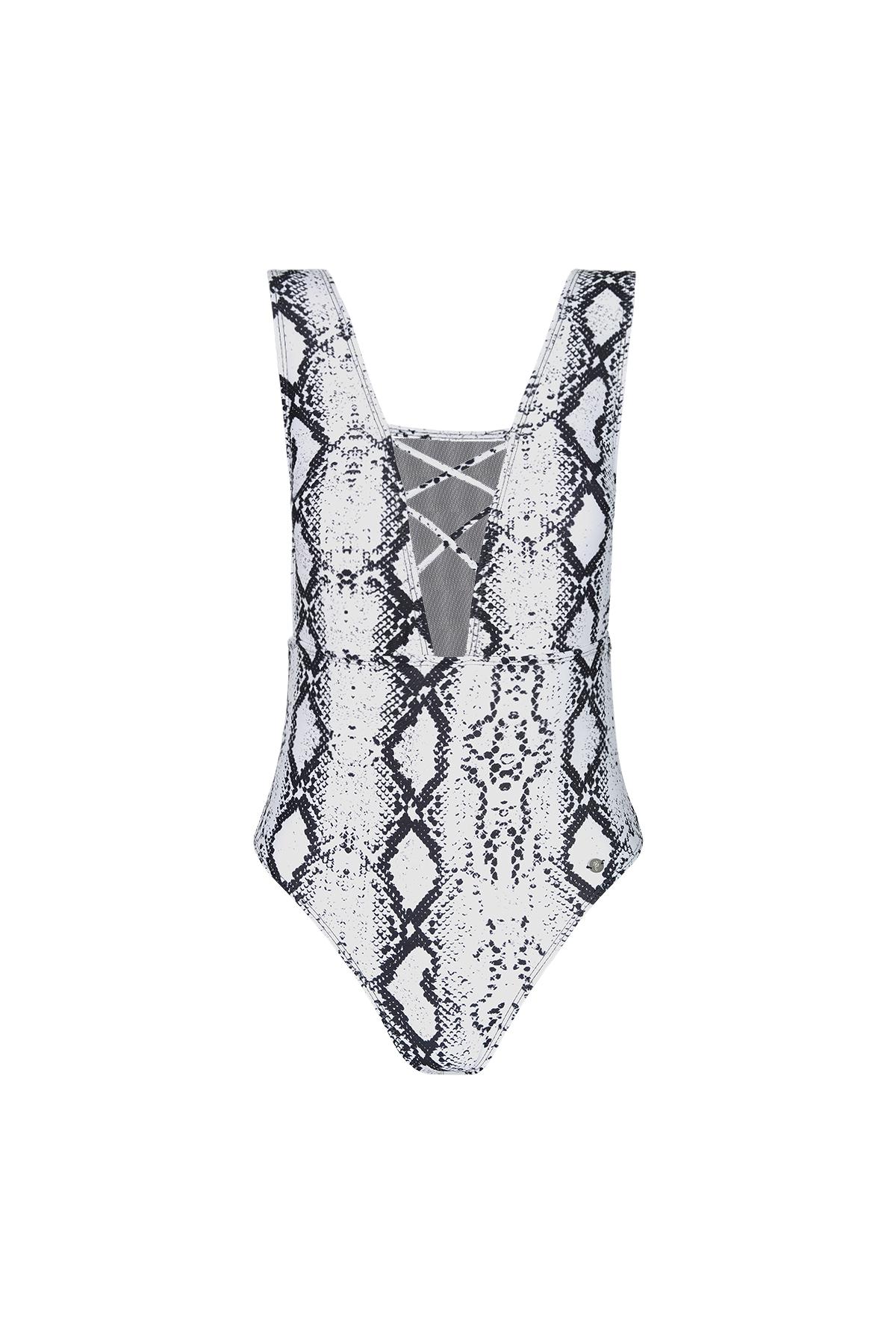 Badeanzug mit Animal-Print Weiß L