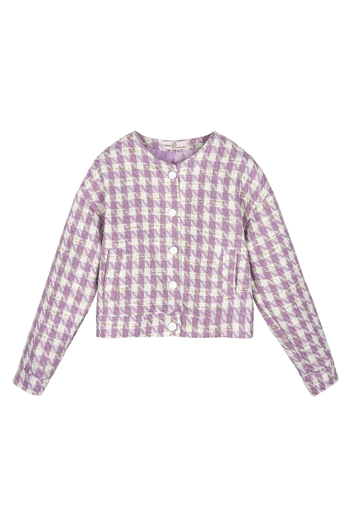 Jacket Pied de Poule print Purple L h5 