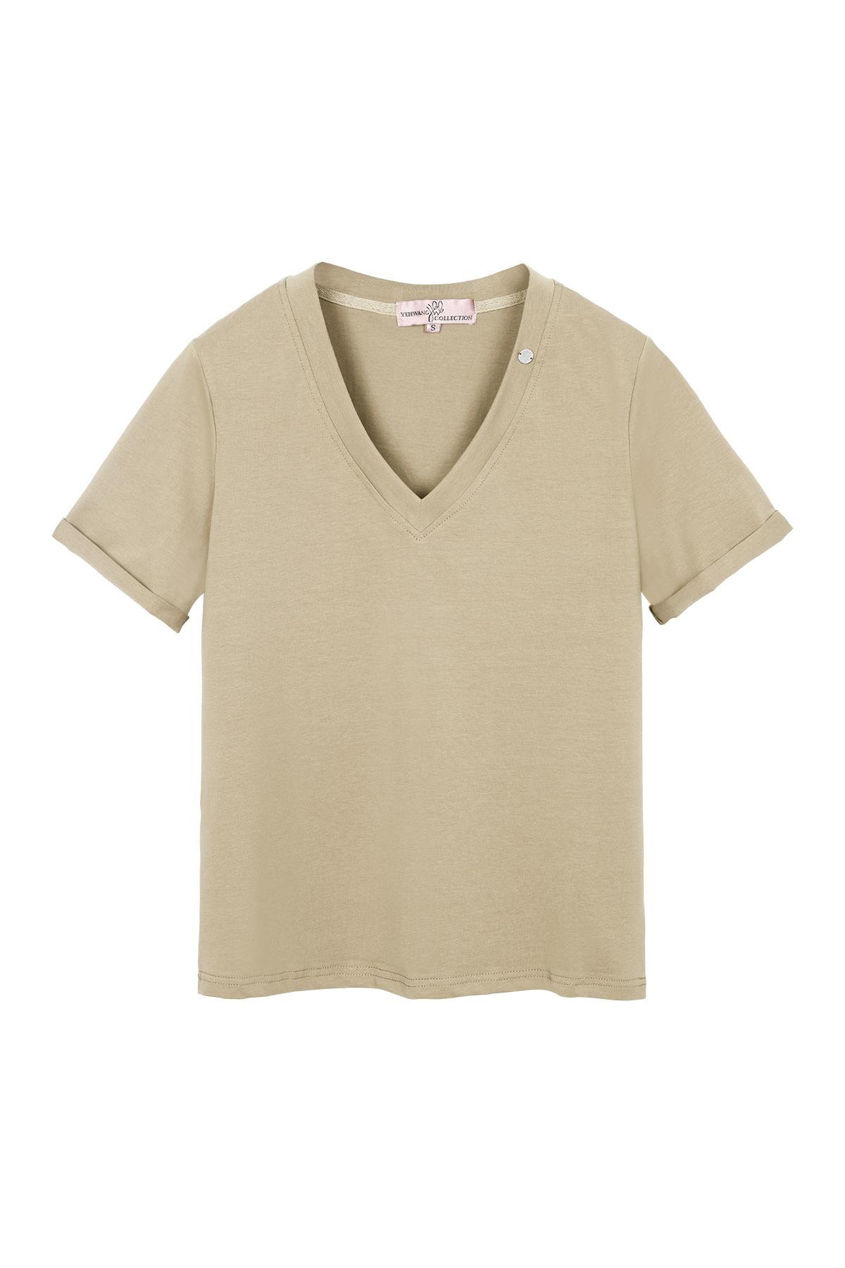 Chemise col V Beige S