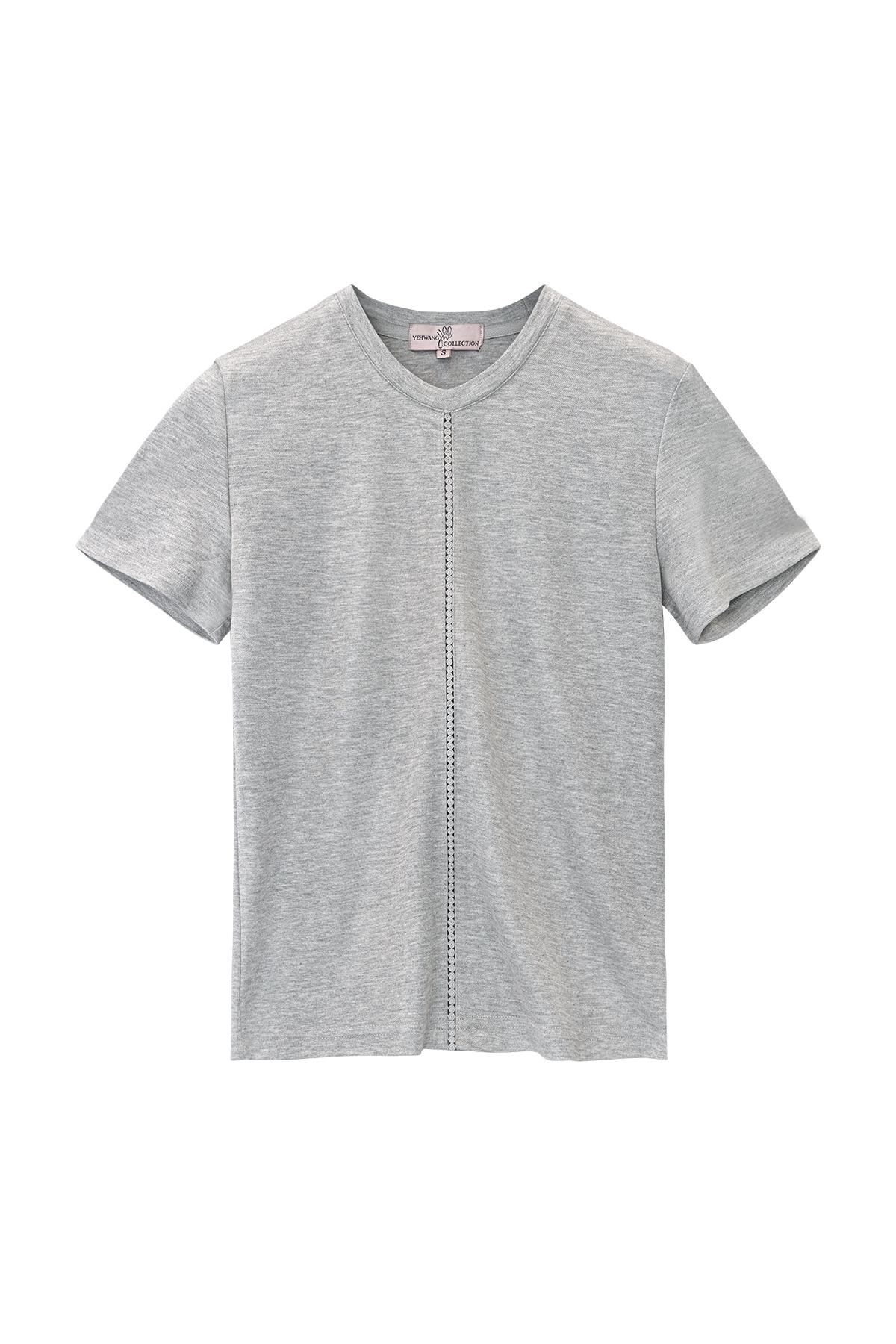 Broderie çizgili tişört Grey M 