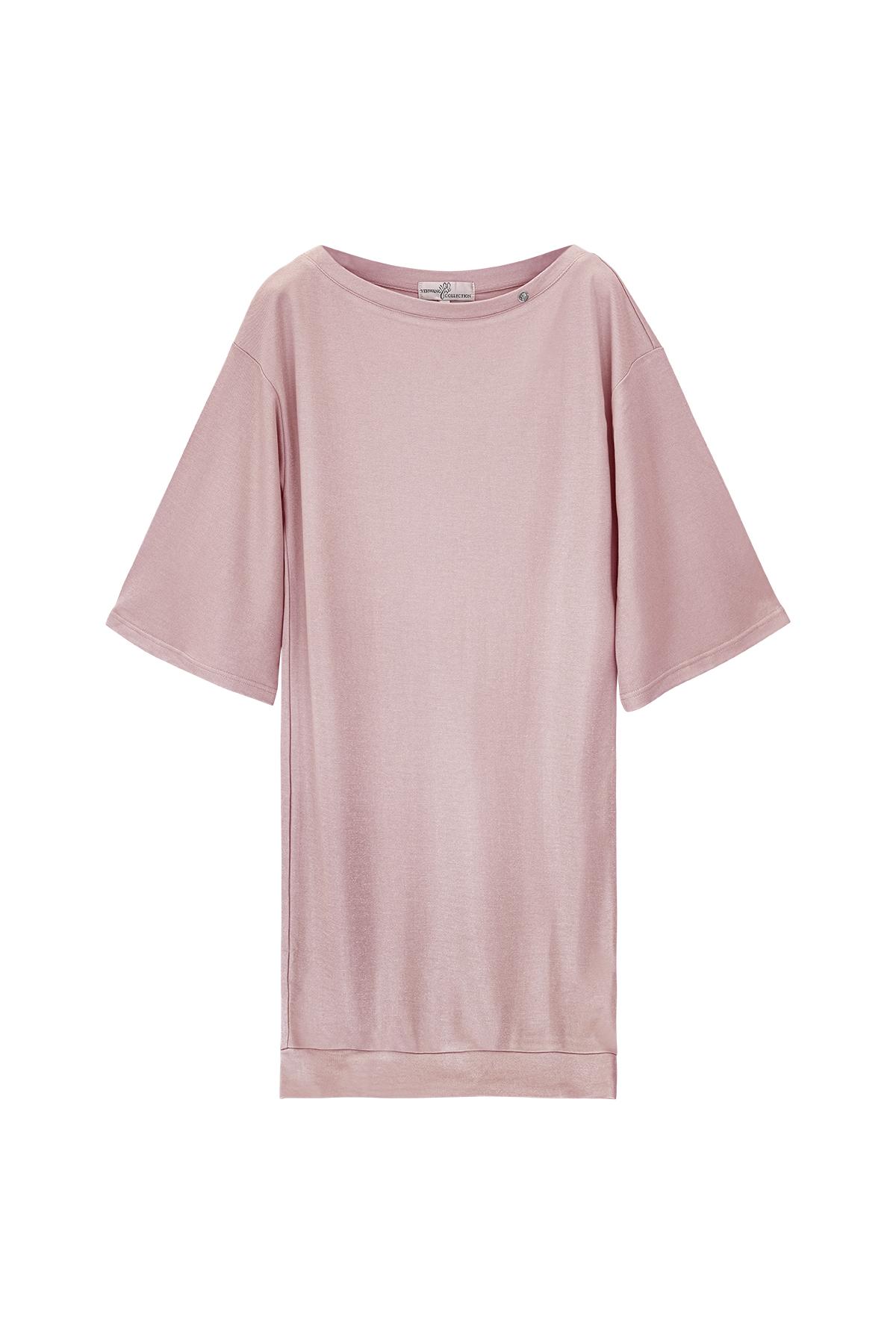 Parlak kaplamalı tişört elbise Pink S h5 
