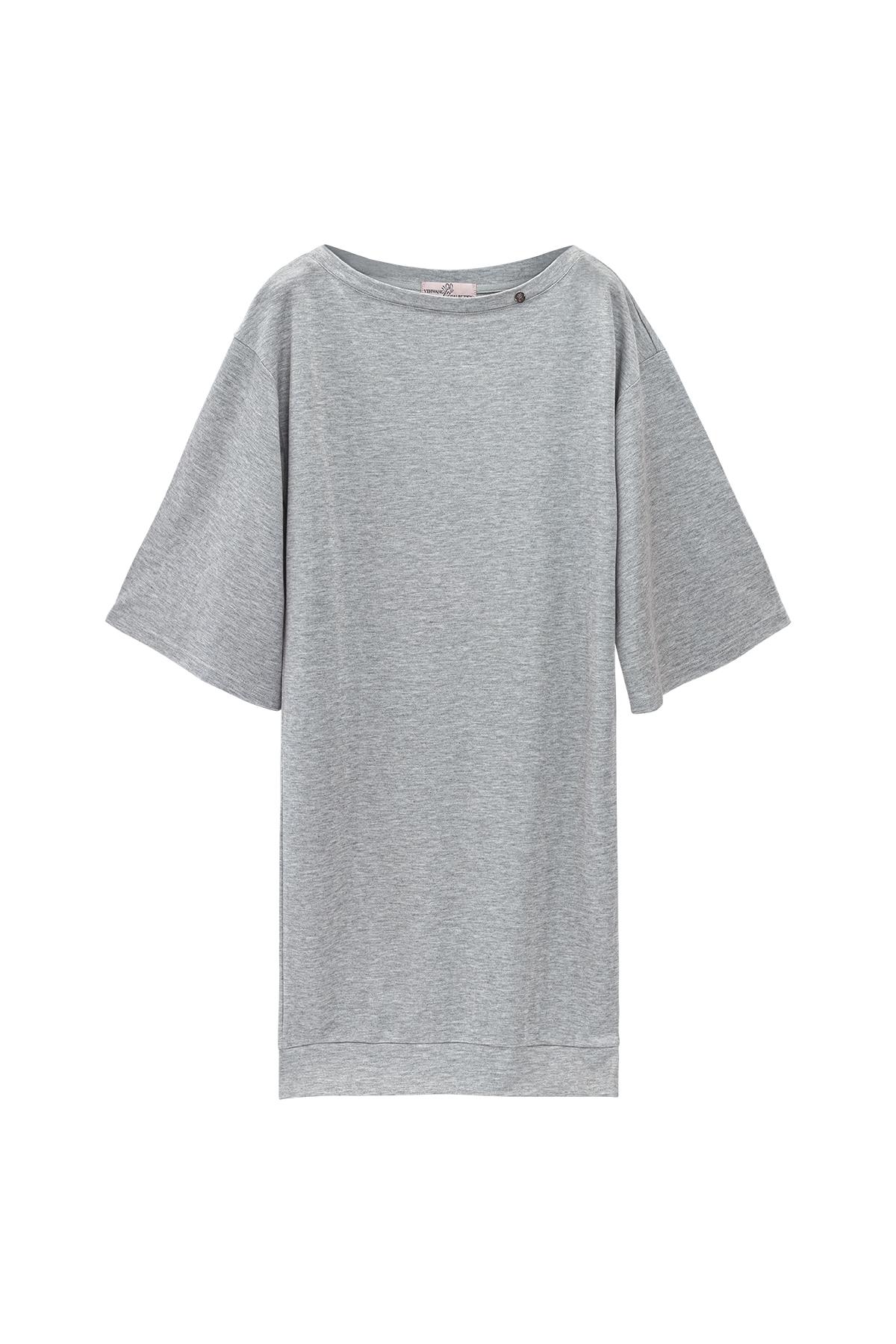 Parlak kaplamalı tişört elbise Grey S h5 