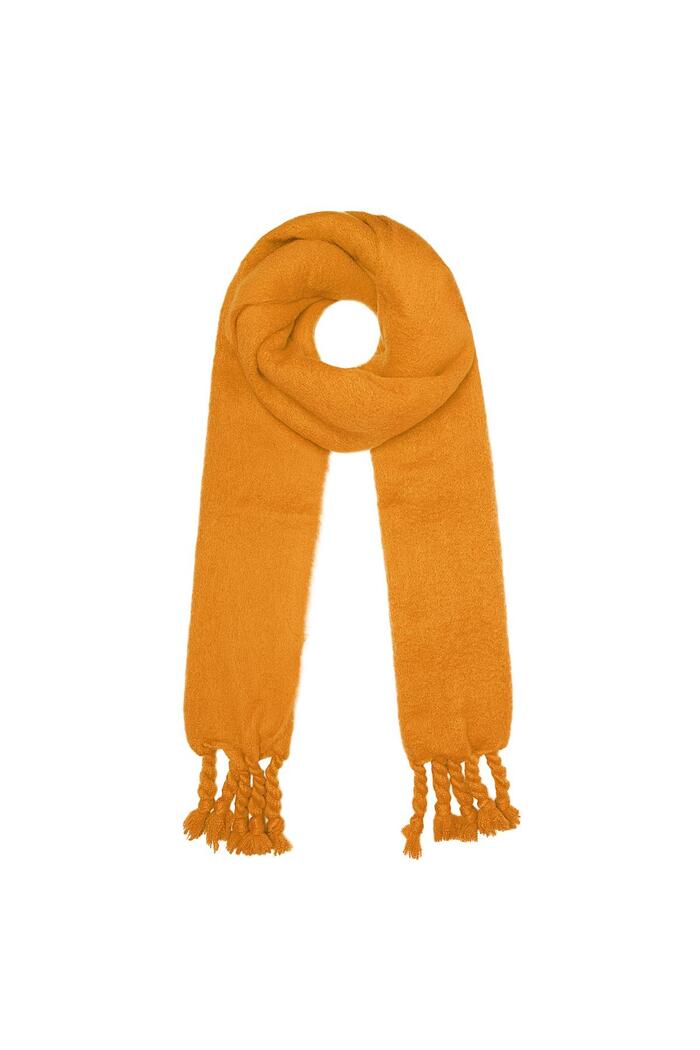 Wintersjaal effen kleur oranje  Polyester 