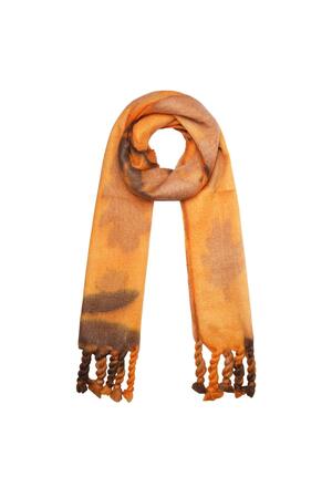 Winter scarf flowers and leaves Orange Polyester h5 