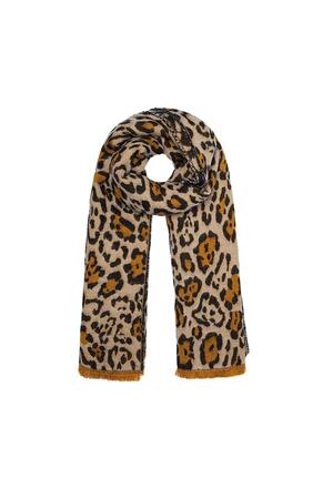 Winter scarf leopard print Brown Acrylic h5 