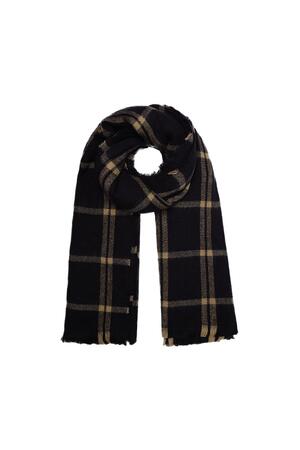 Black with beige checkered winter scarf Acrylic h5 