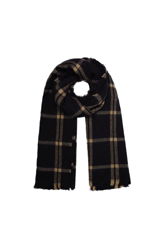 Black with beige checkered winter scarf Acrylic 