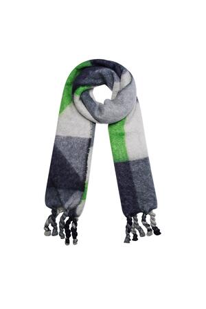 Winter scarf abstract pattern green Polyester h5 