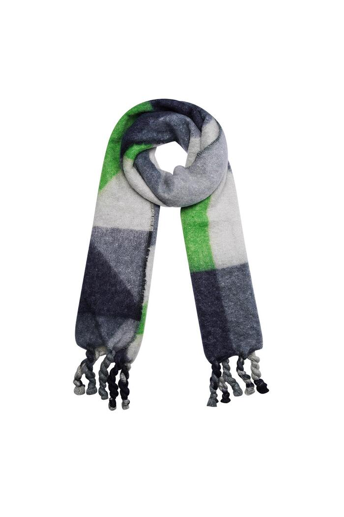 Winter scarf abstract pattern green Polyester 