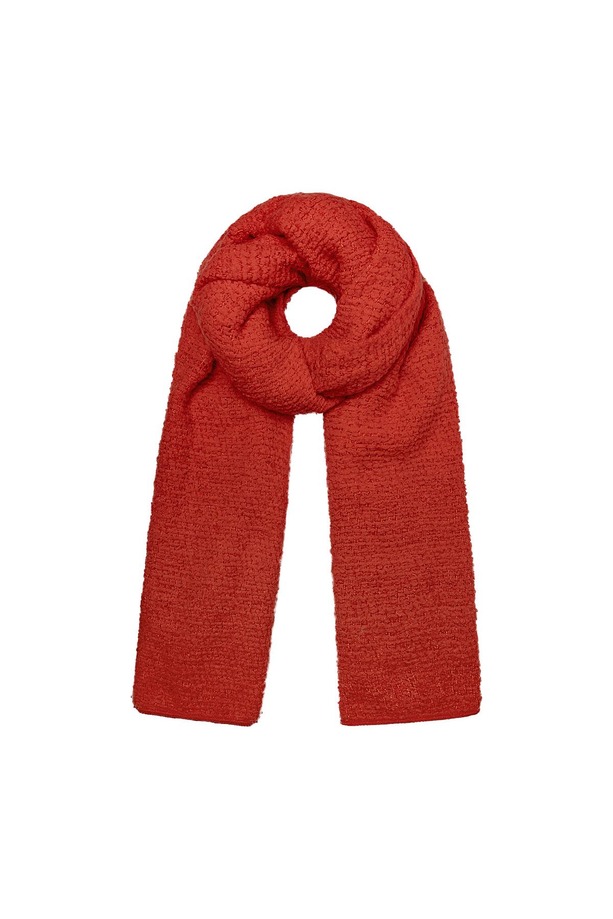 Winter scarf with relief pattern red Polyester 2