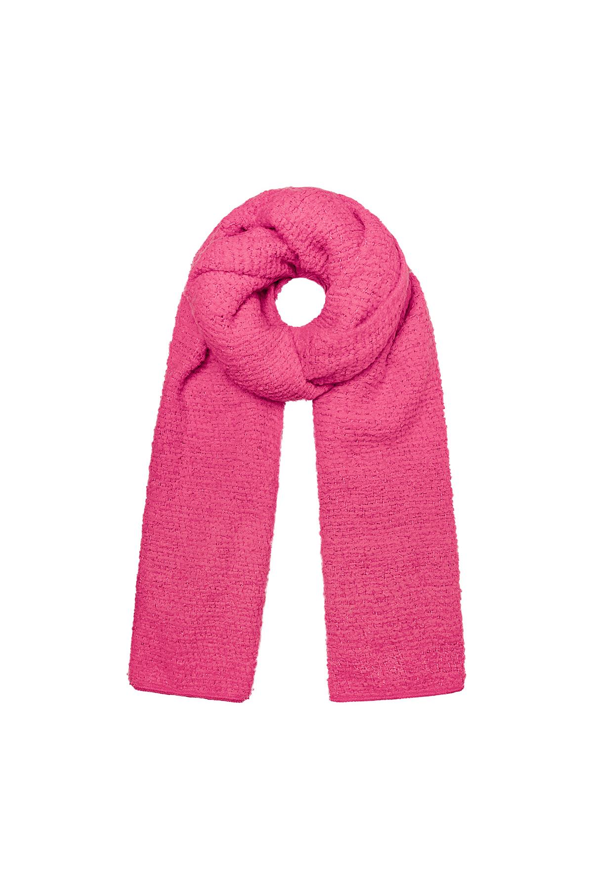 Kabartma desenli pembe kışlık eşarp Pink Polyester