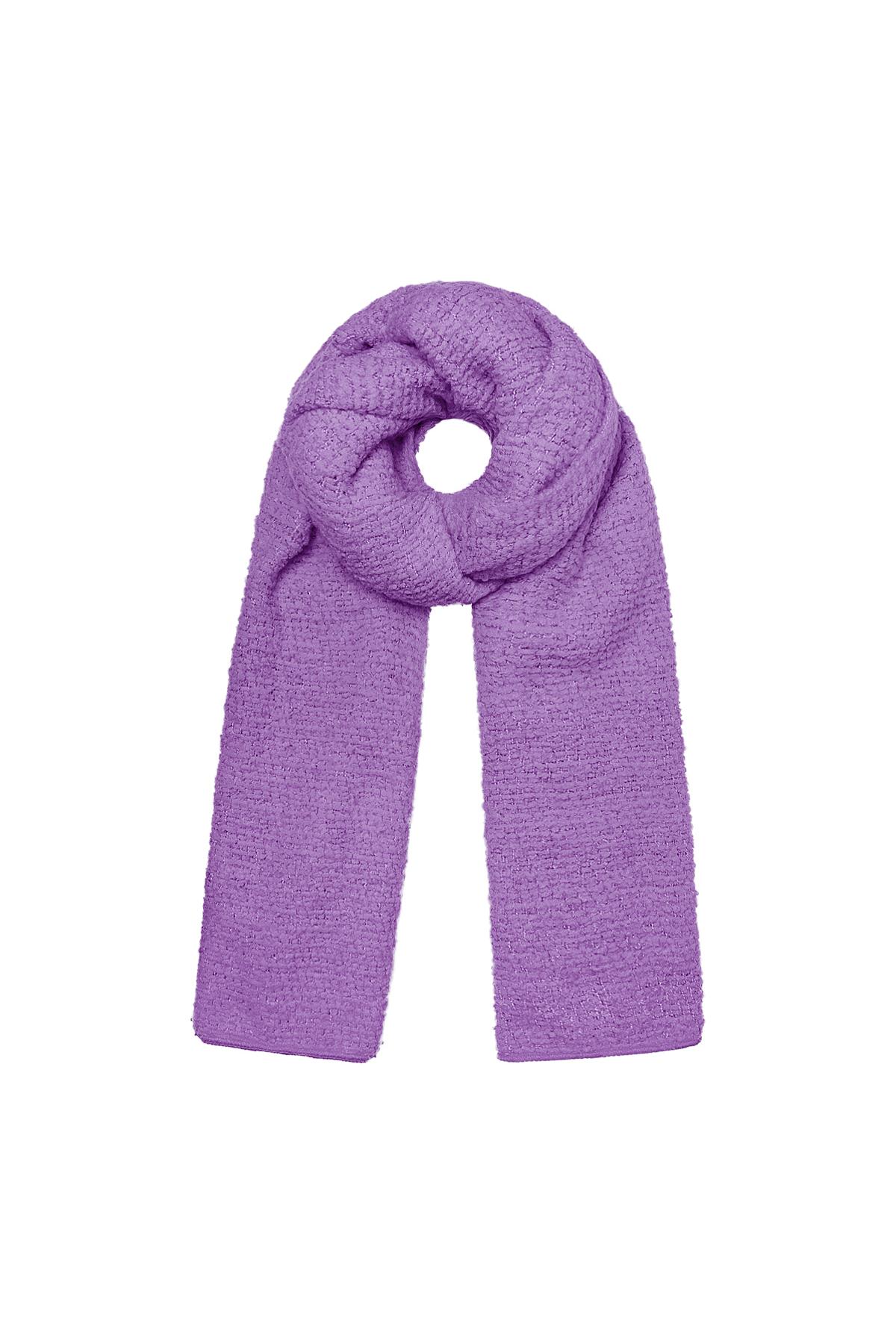 Mor kabartma desenli kışlık eşarp Purple Polyester h5 