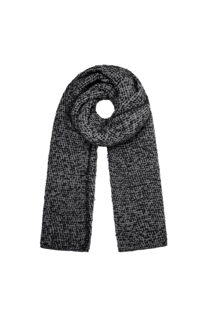 Scarf with embossed fabric black/grey Polyester 