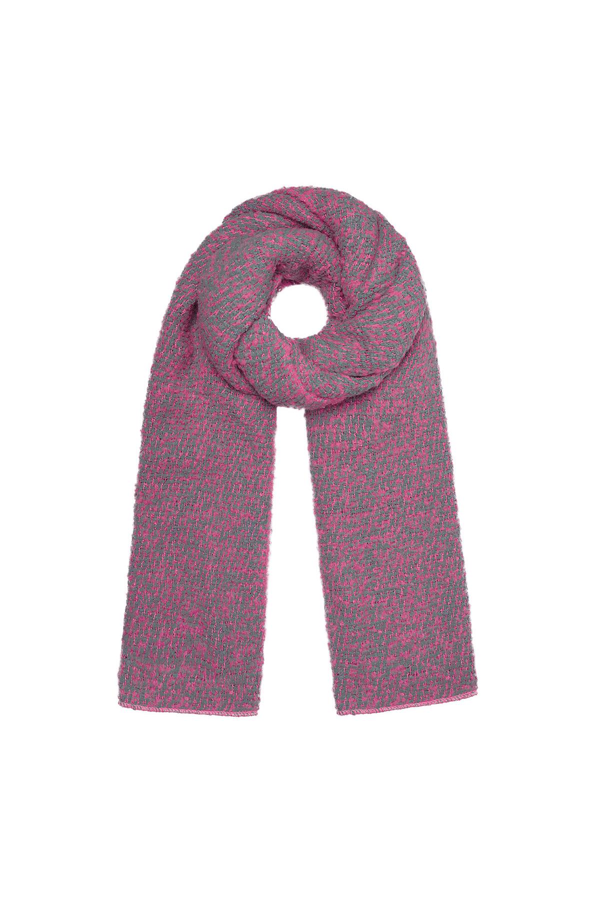 Bufanda con tejido relieve rosa/gris