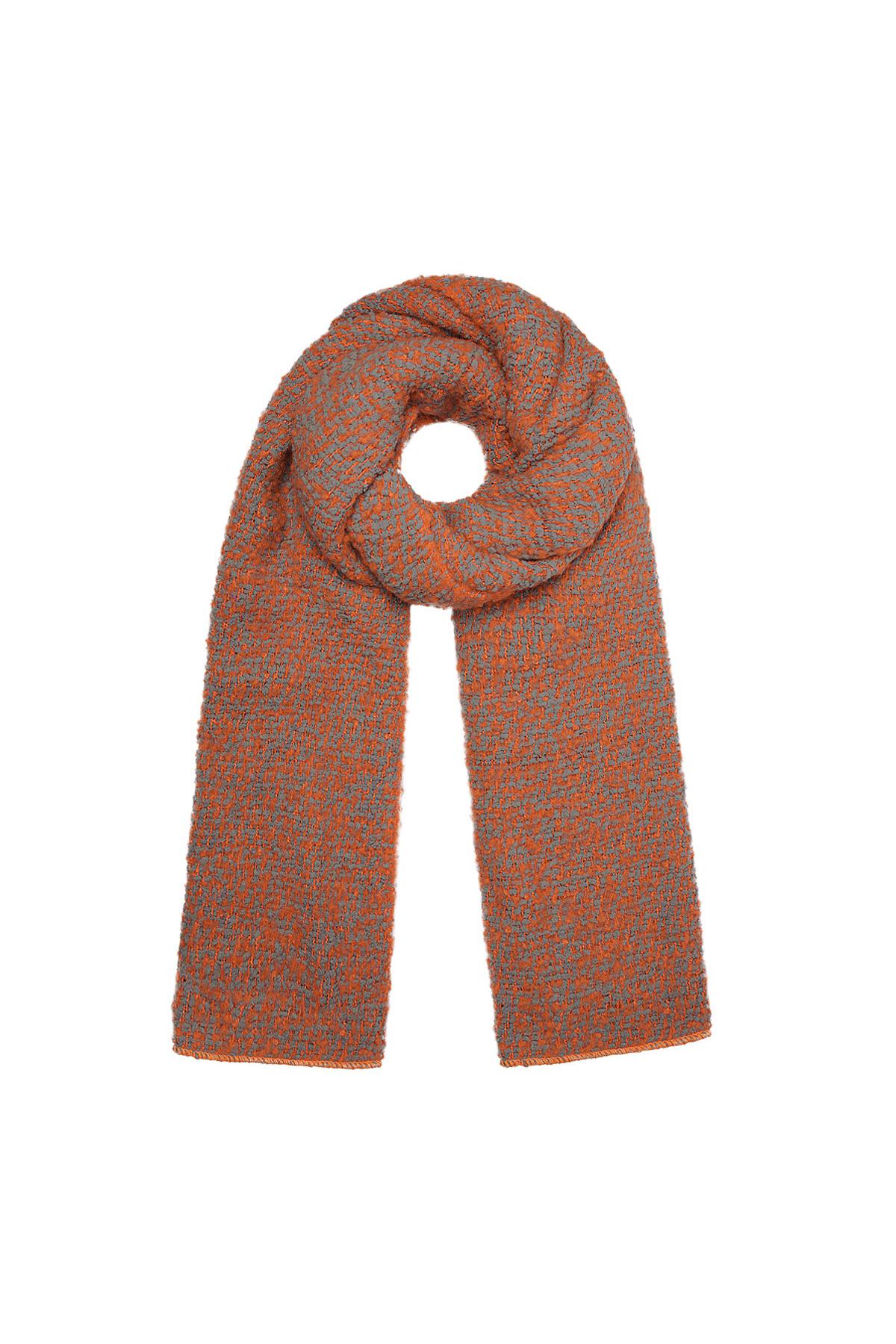 Sjaal met reliëf stof oranje/grijs Polyester h5 