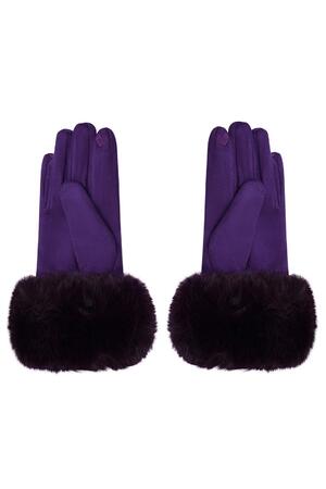 Gloves faux fur with suede look Purple Polyester One size h5 Picture3