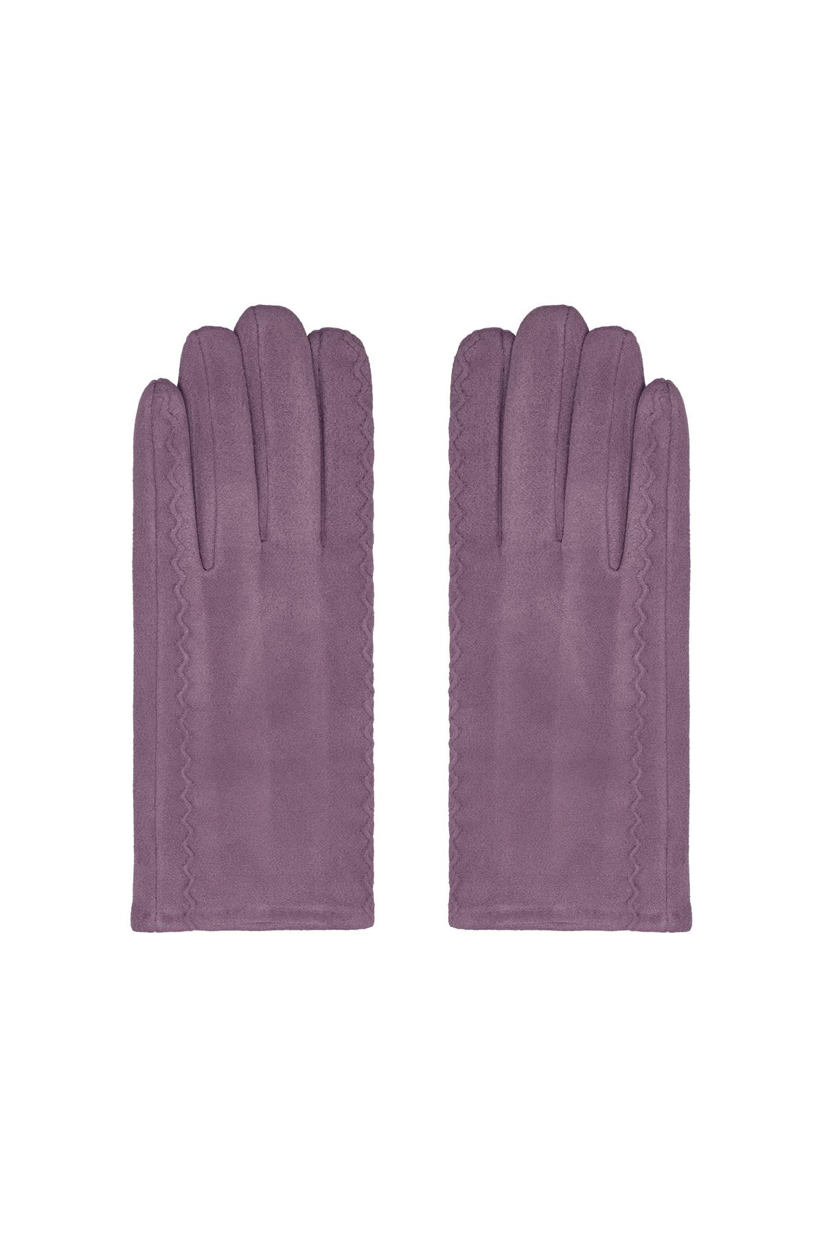 Gants avec coutures ondulées Violet Polyester Taille unique