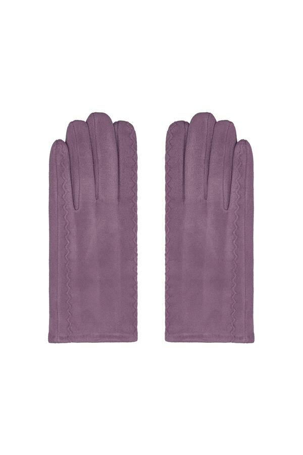 Gants avec coutures ondulées Violet Polyester Taille unique