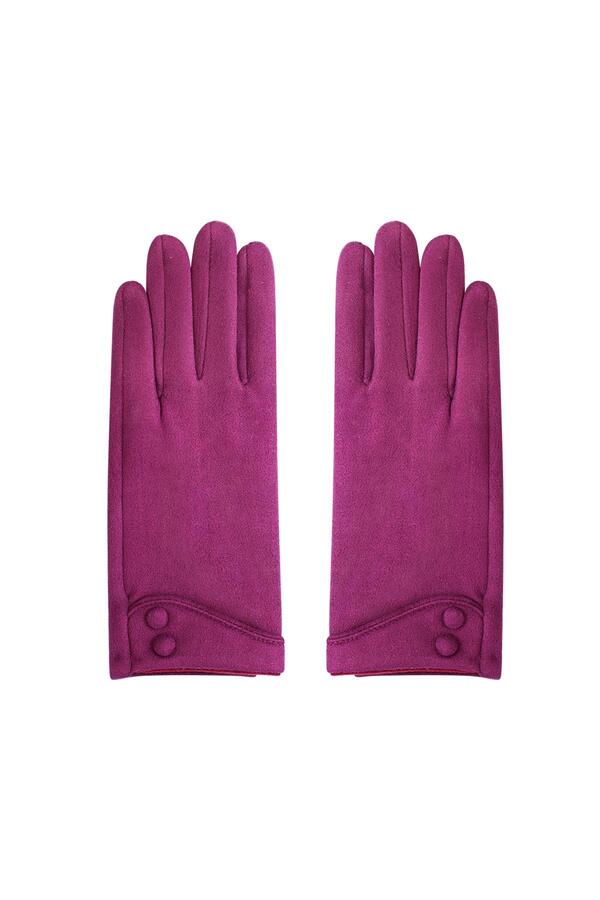 Warme roze handschoenen met knopen