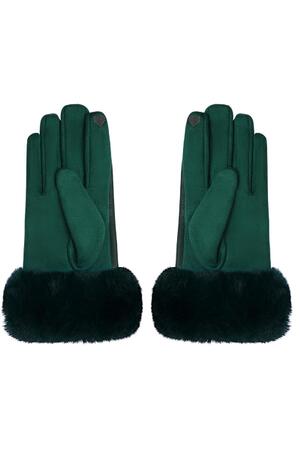 Suni kürk ve deri görünümlü eldivenler Green Polyester One size h5 Resim3
