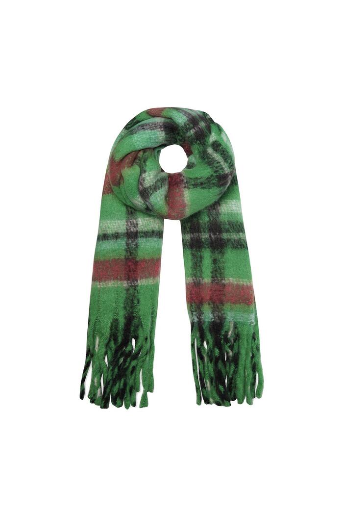 Checkered winter scarf green Polyester 