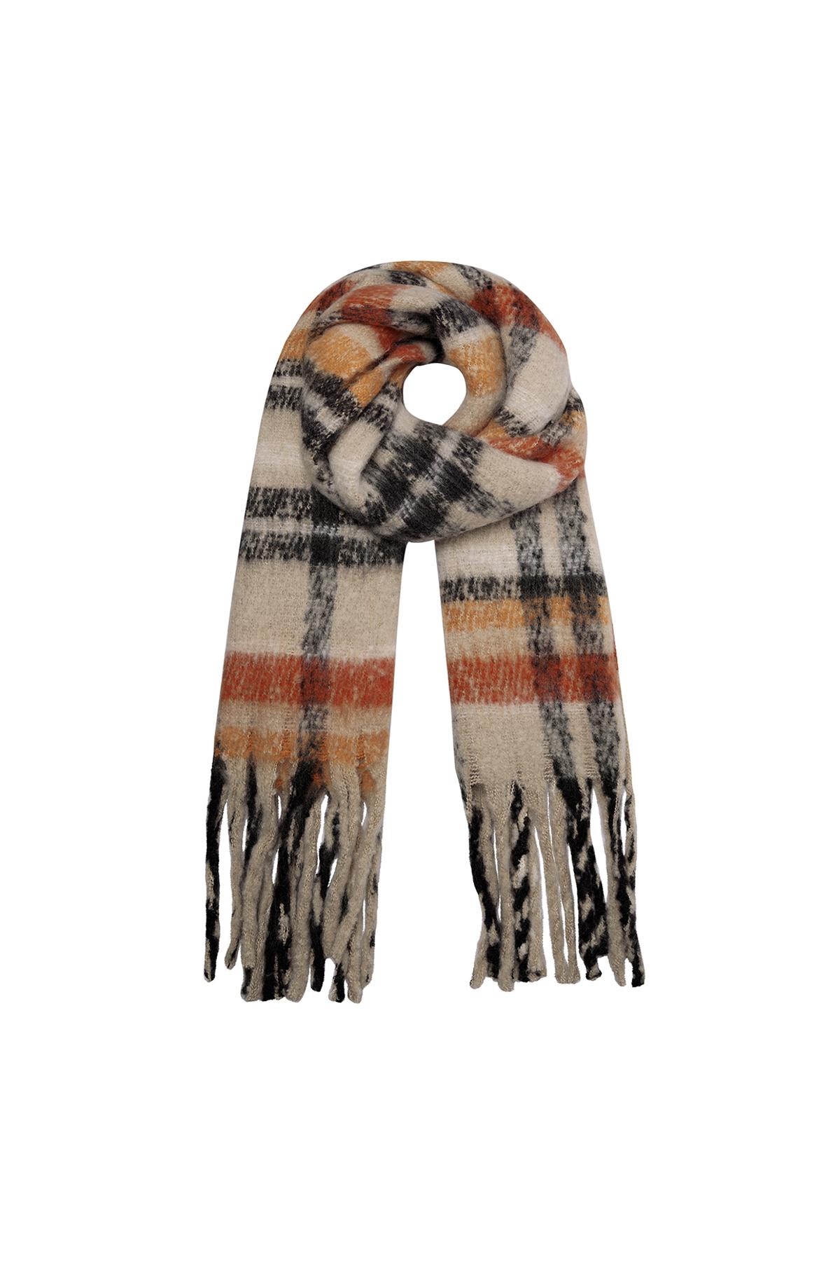 Checkered winter scarf orange Polyester h5 