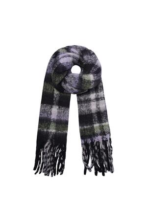 Checkered winter scarf dark green Polyester h5 
