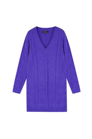 Knitted V-neck sweater dress Purple S/M h5 