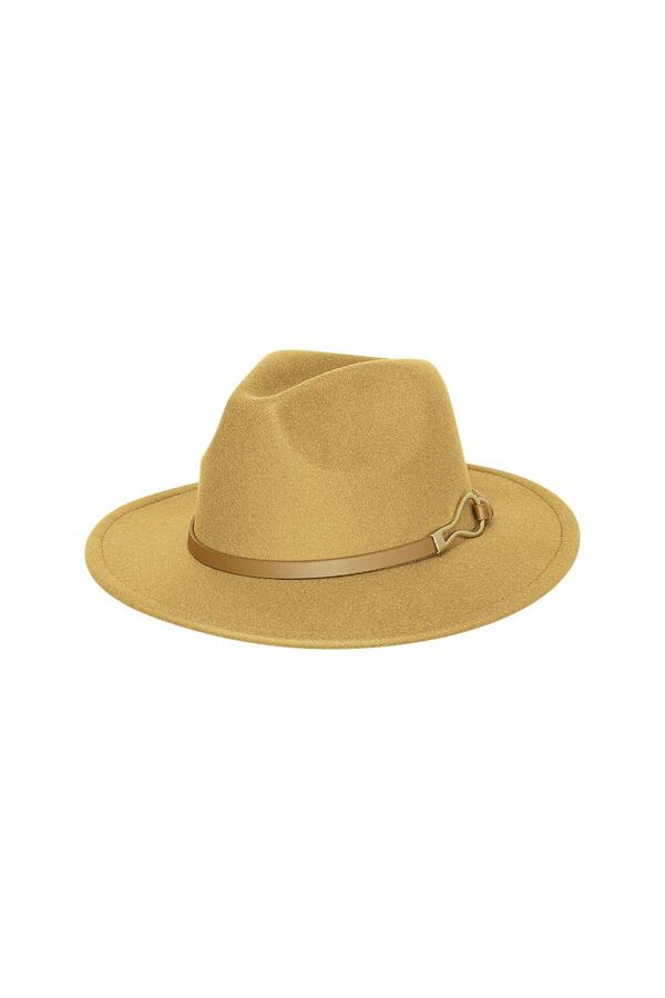 Fedora-Hut mit PU-Lederband und Schnalle Beige Polyester