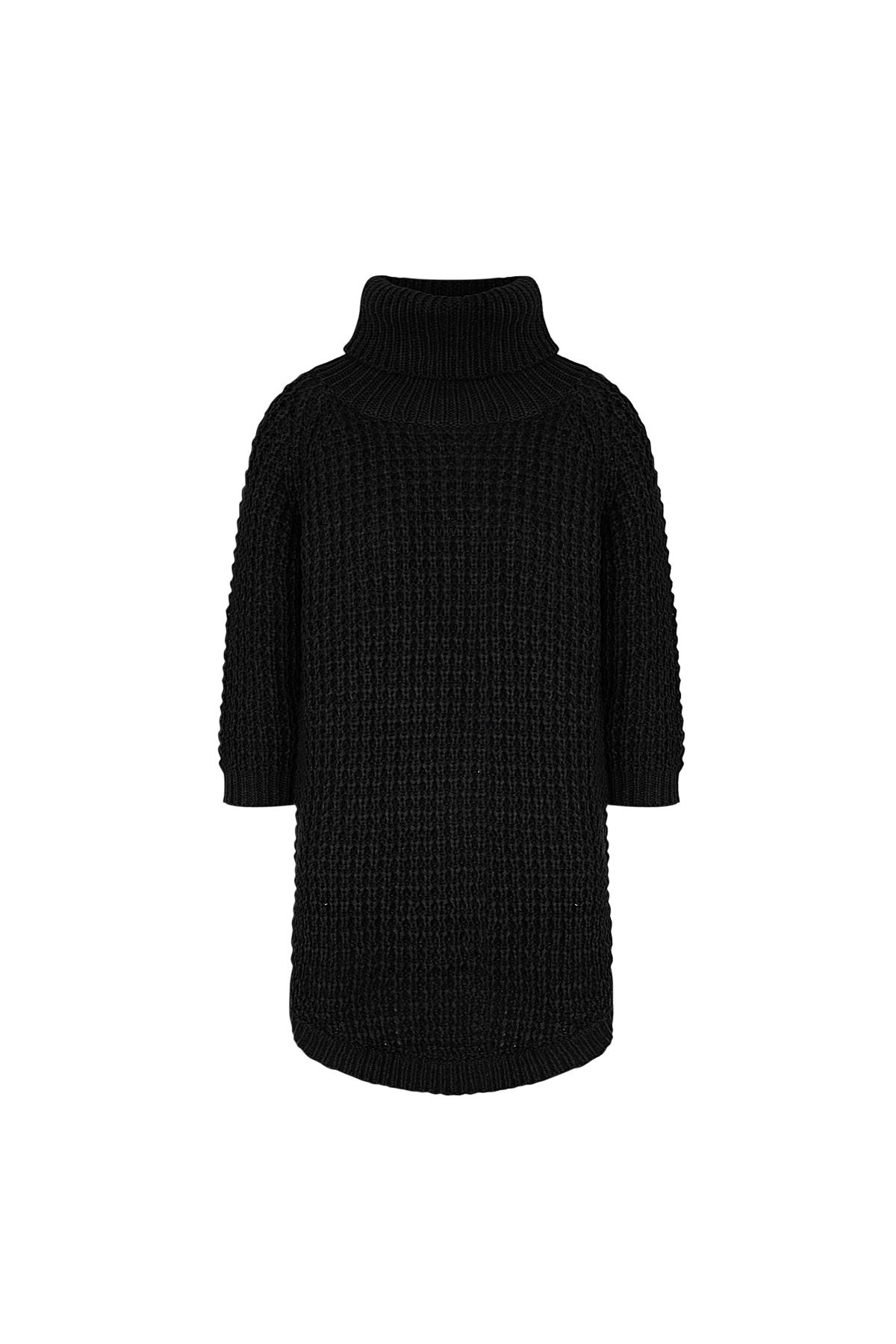 Long turtleneck sweater chunky knit Black L/XL