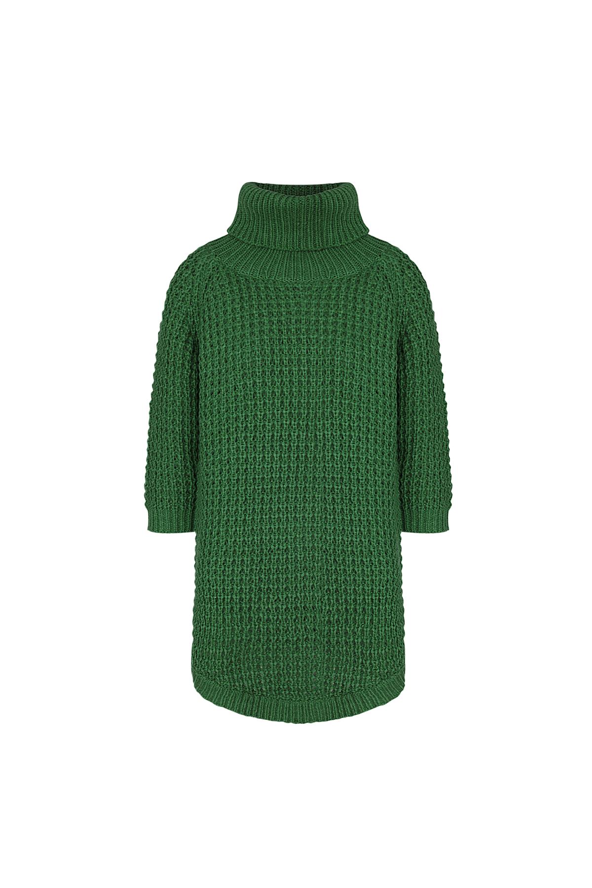 Pull long col roulé grosse maille Vert S/M