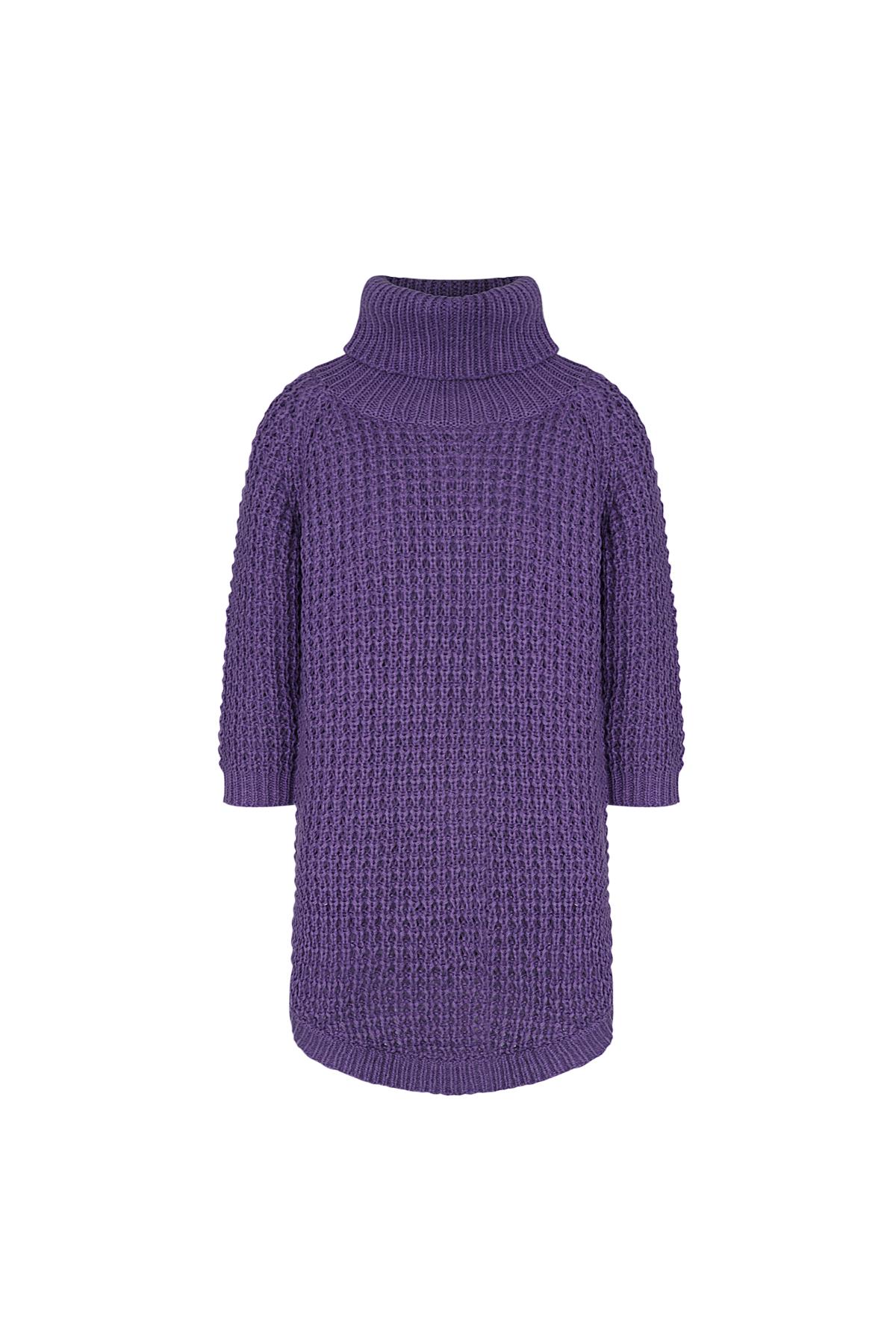 Langer Rollkragenpullover in Grobstrick Lila S/M