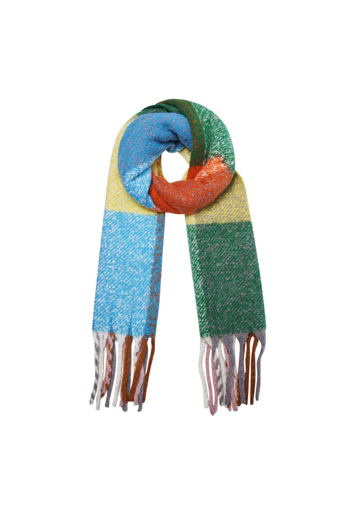 Multicolor winter scarf with fringes Green Acrylic