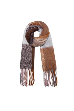 Multicolor winter scarf with fringes Brown Acrylic h5 