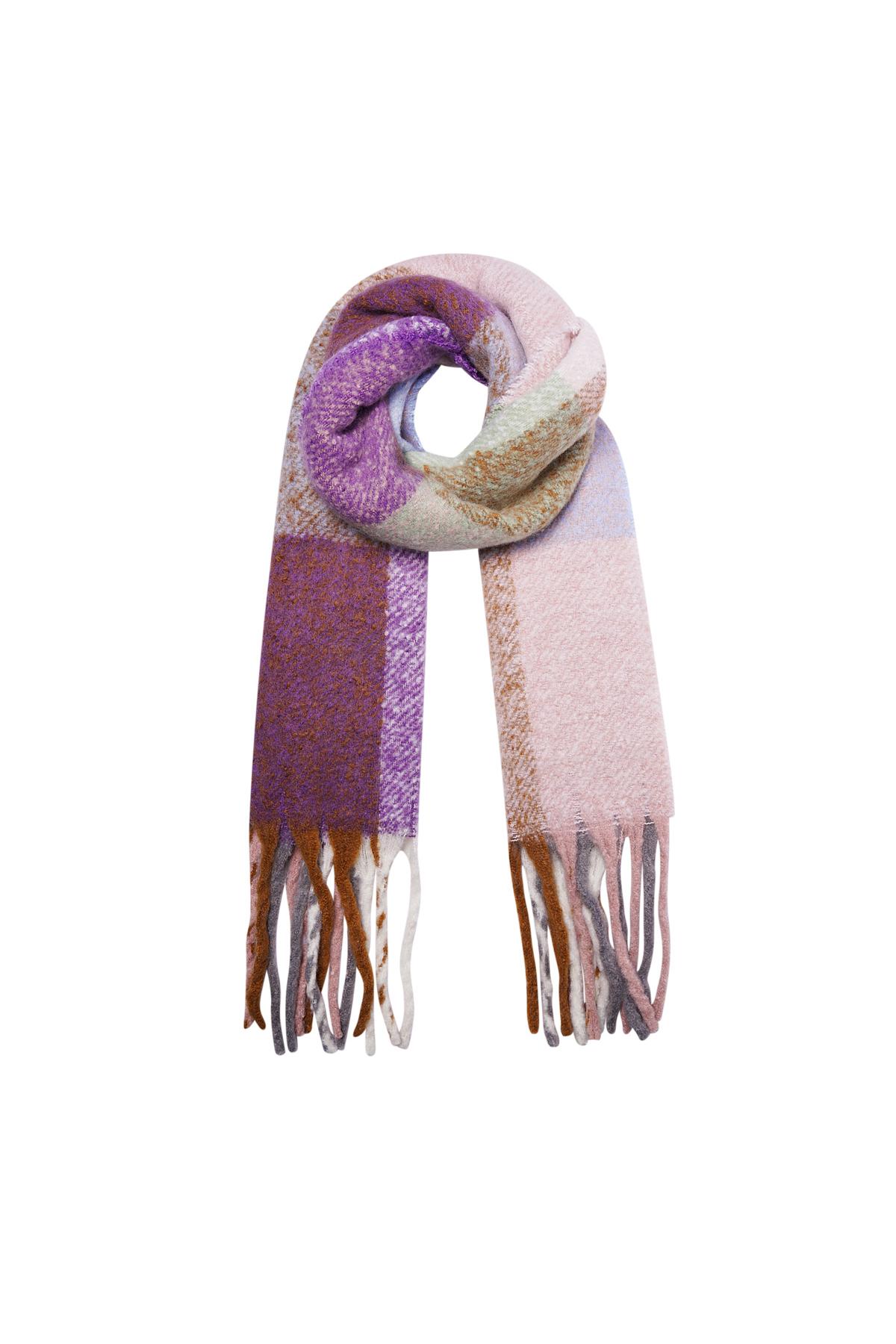 Multicolor winter scarf with fringes Purple Acrylic