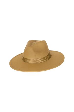 Fedora hat with ribbon Beige Polyester h5 