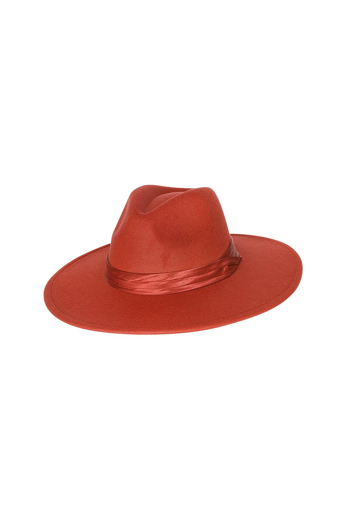 sombrero fedora con cinta Naranja Poliéster h5 