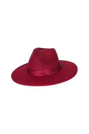 sombrero fedora con cinta Rojo Poliéster h5 