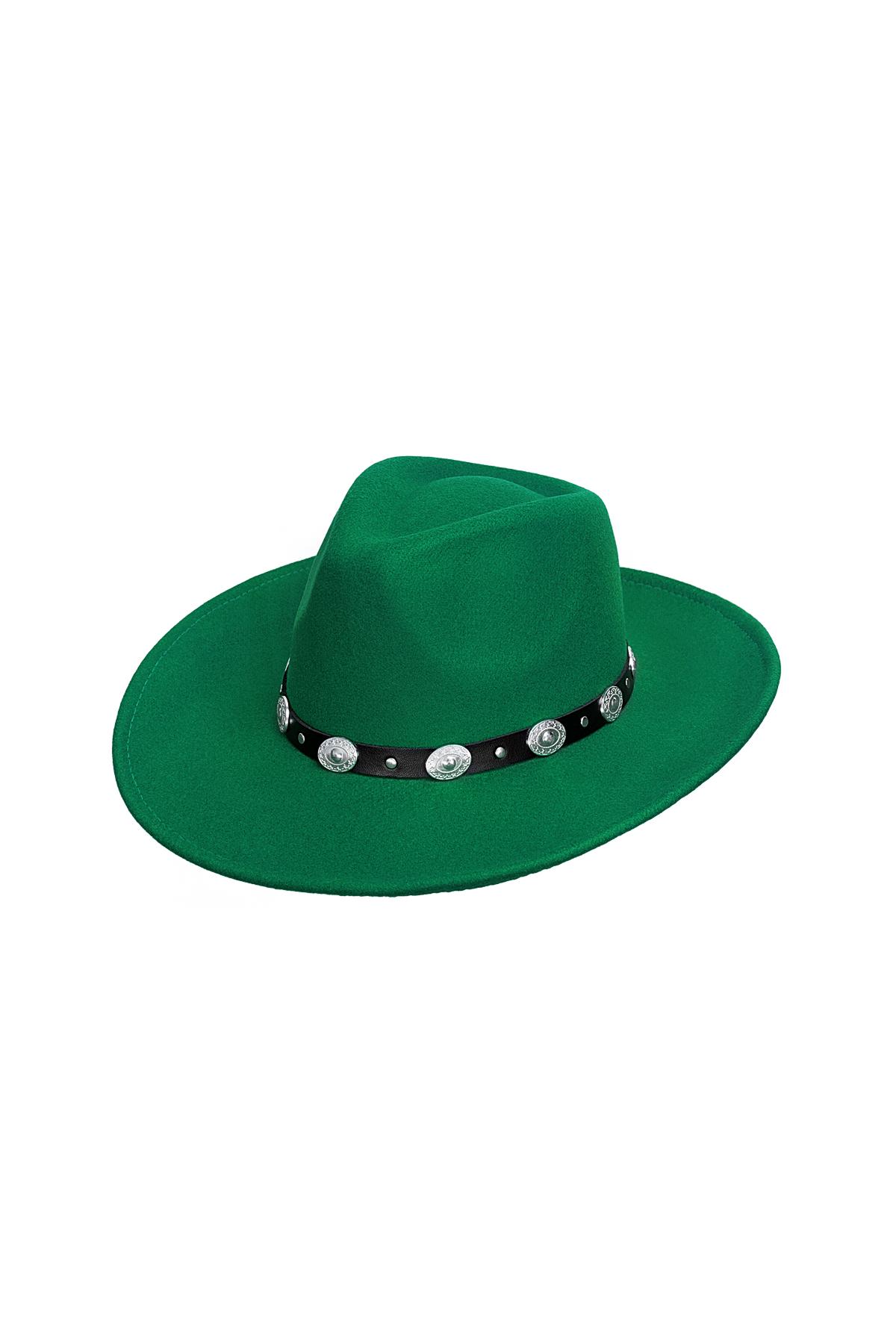 Sombrero fedora con detalles geniales Verde Poliéster