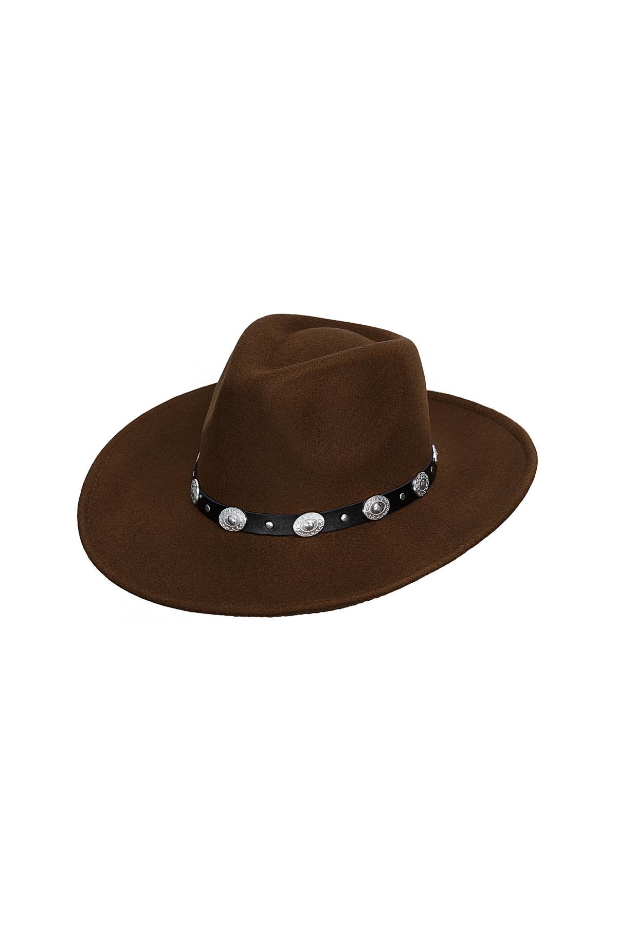 Fedora hoed met stoere details Bruin Polyester