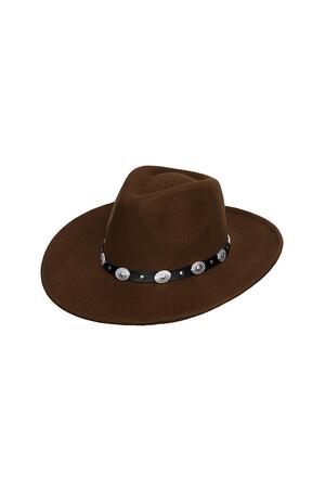 Fedora hoed met stoere details Bruin Polyester h5 