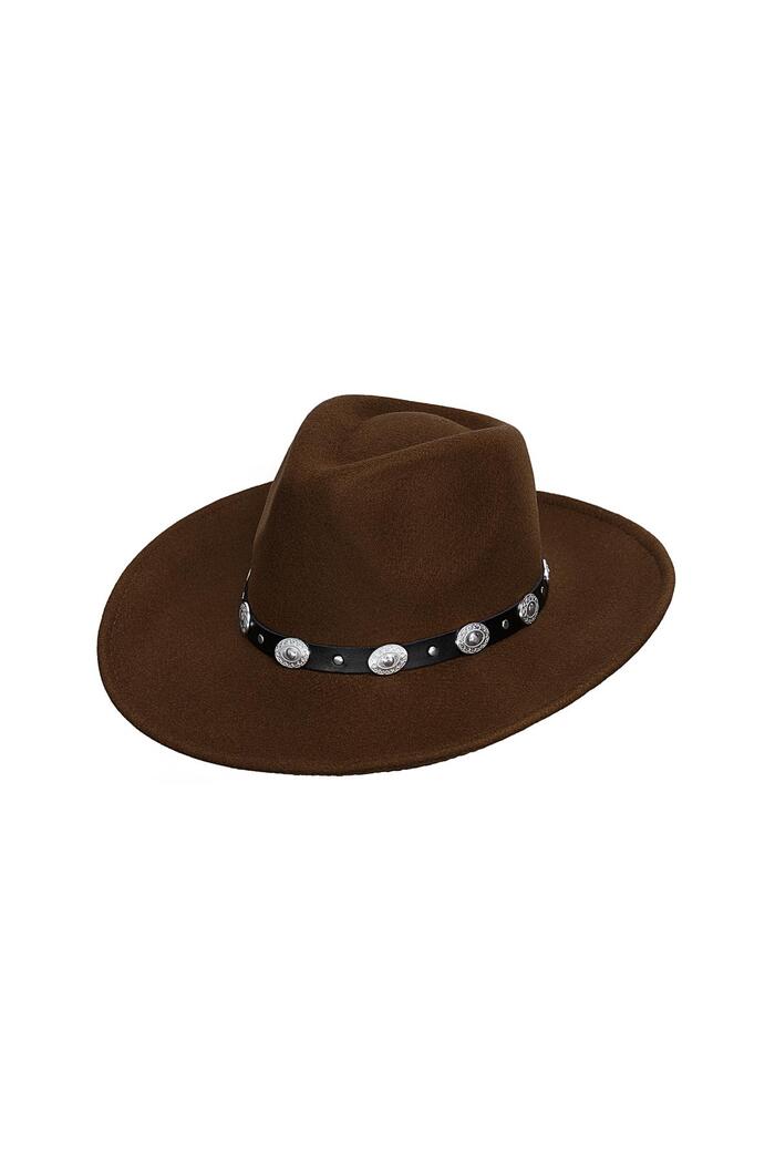 Fedora hat with cool details Brown Polyester 