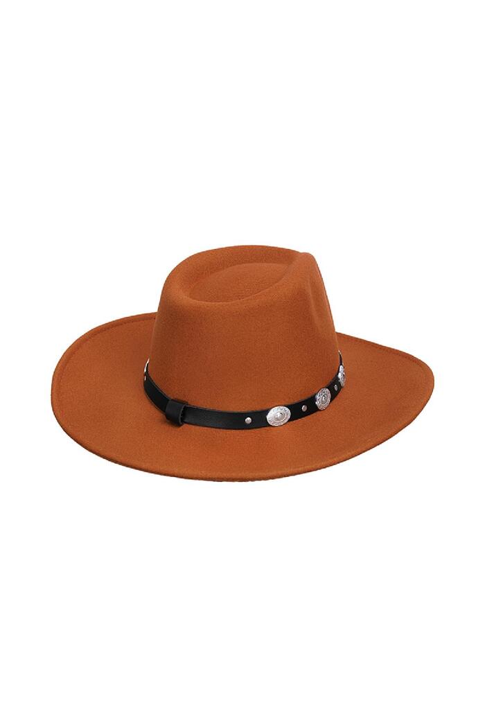 Fedora hoed met stoere details Oranje Polyester Afbeelding5