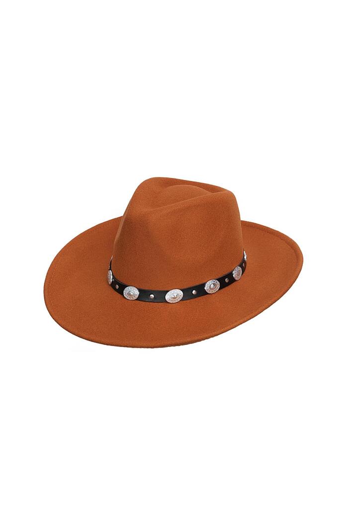 Fedora hat with cool details Orange Polyester 