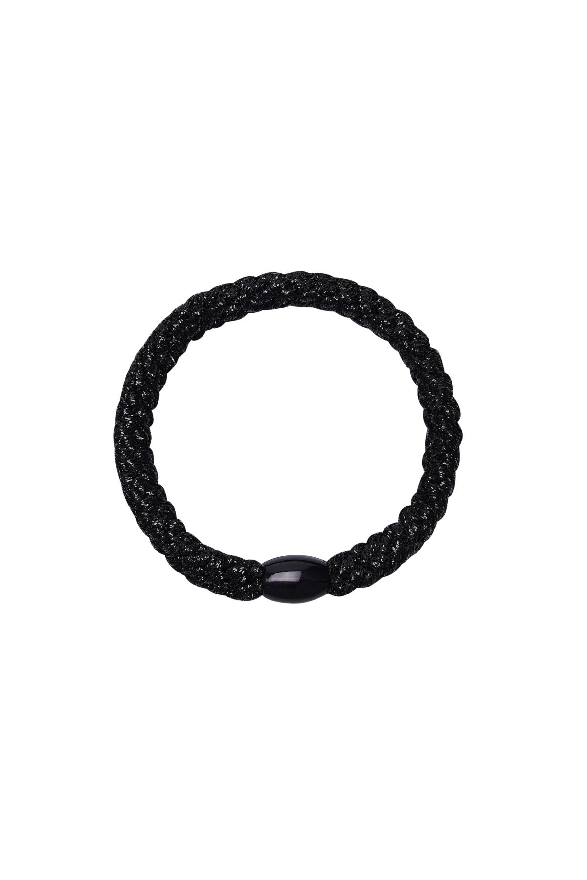 Lot de 5 bracelets élastiques à cheveux Noir Polyester