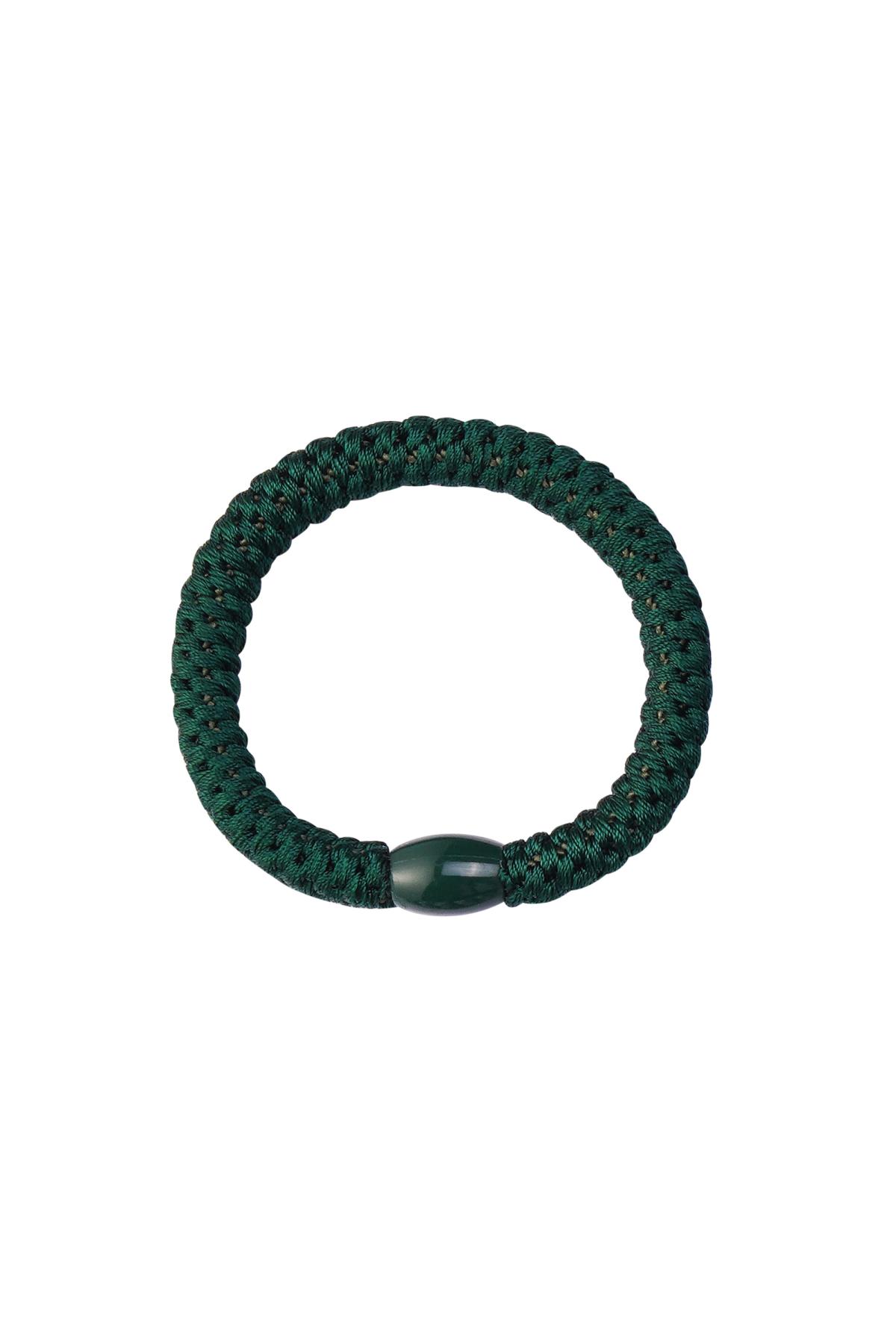 Hair tie bracelets 5-pack Dark green Polyester