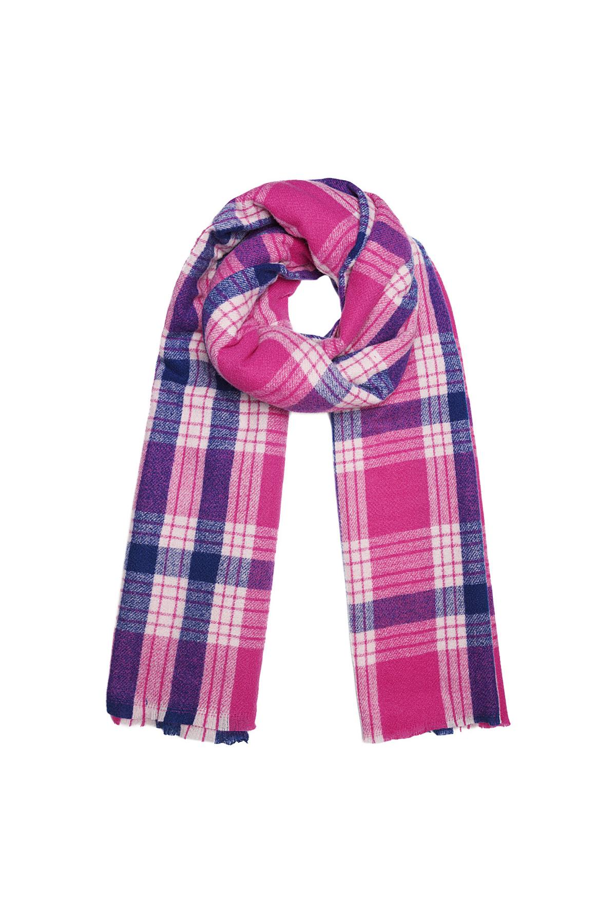 Scarf checkered print Fuchsia Polyester