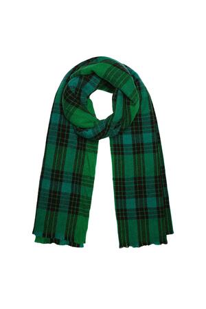 Scarf checkered print Green Polyester h5 